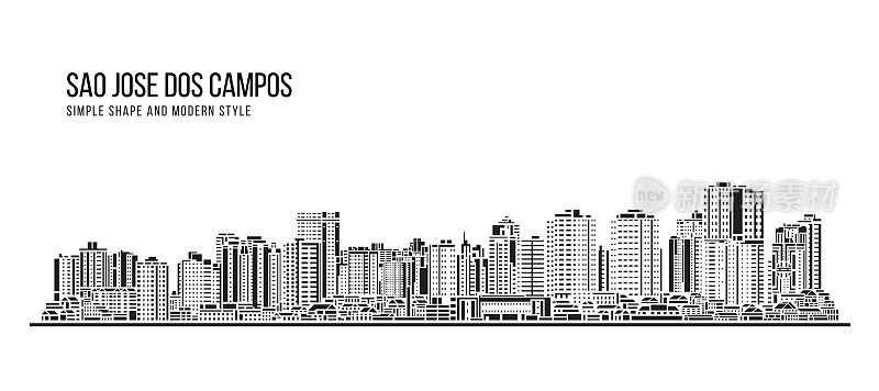 简单的造型和现代风格艺术矢量设计-圣荷西dos Campos